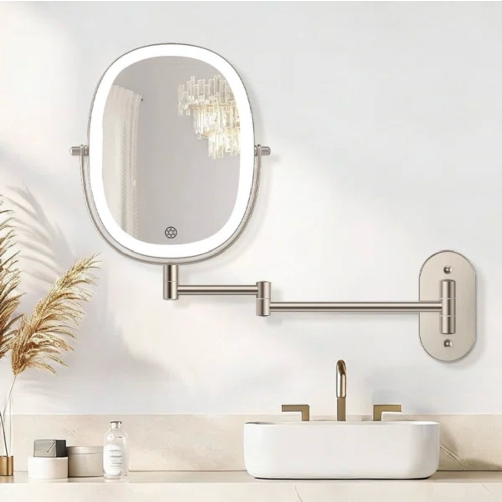 New in Box Oval LED Wall Mounted Vanity Makeup Mirror with Magnification